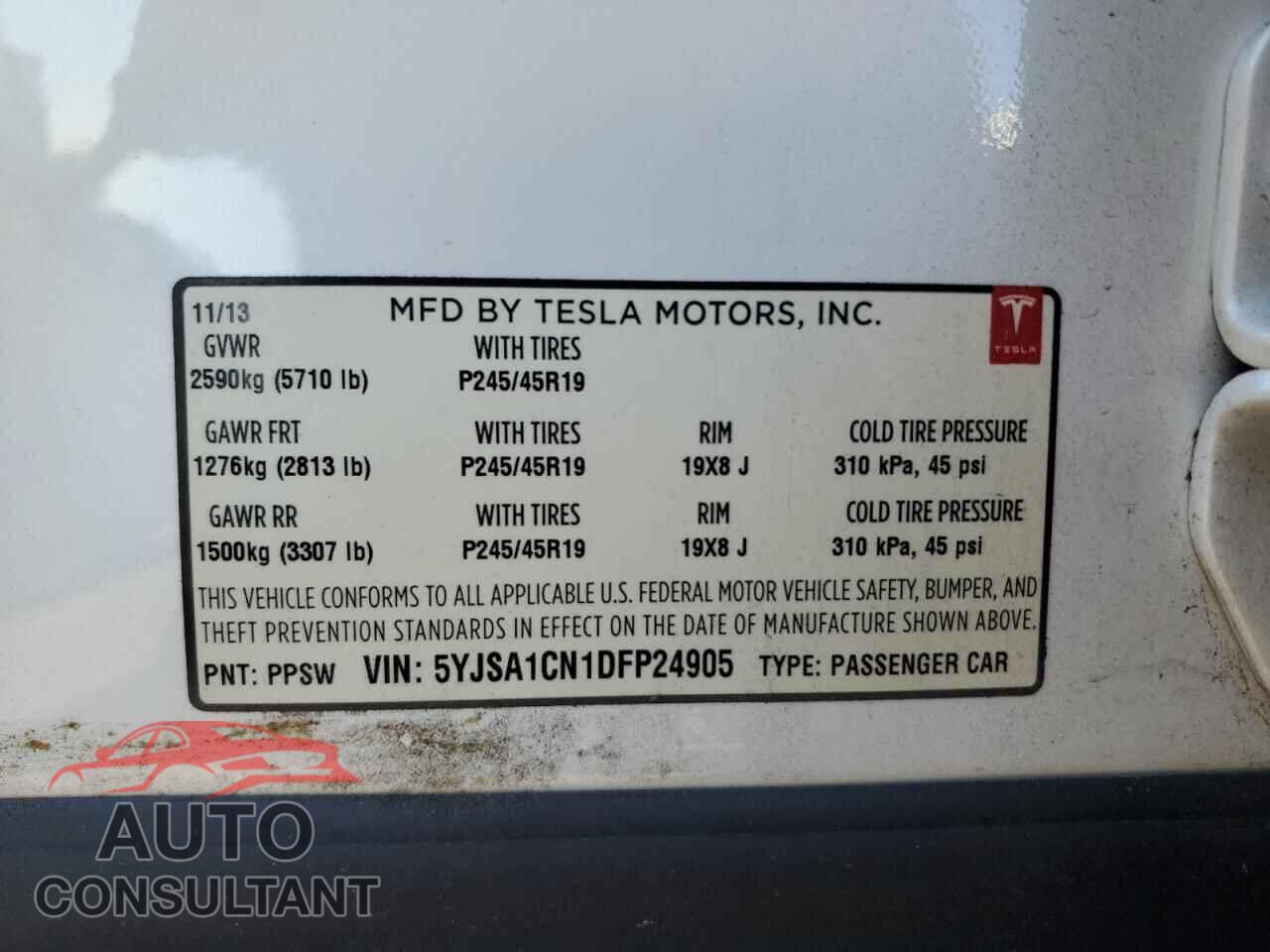 TESLA MODEL S 2013 - 5YJSA1CN1DFP24905