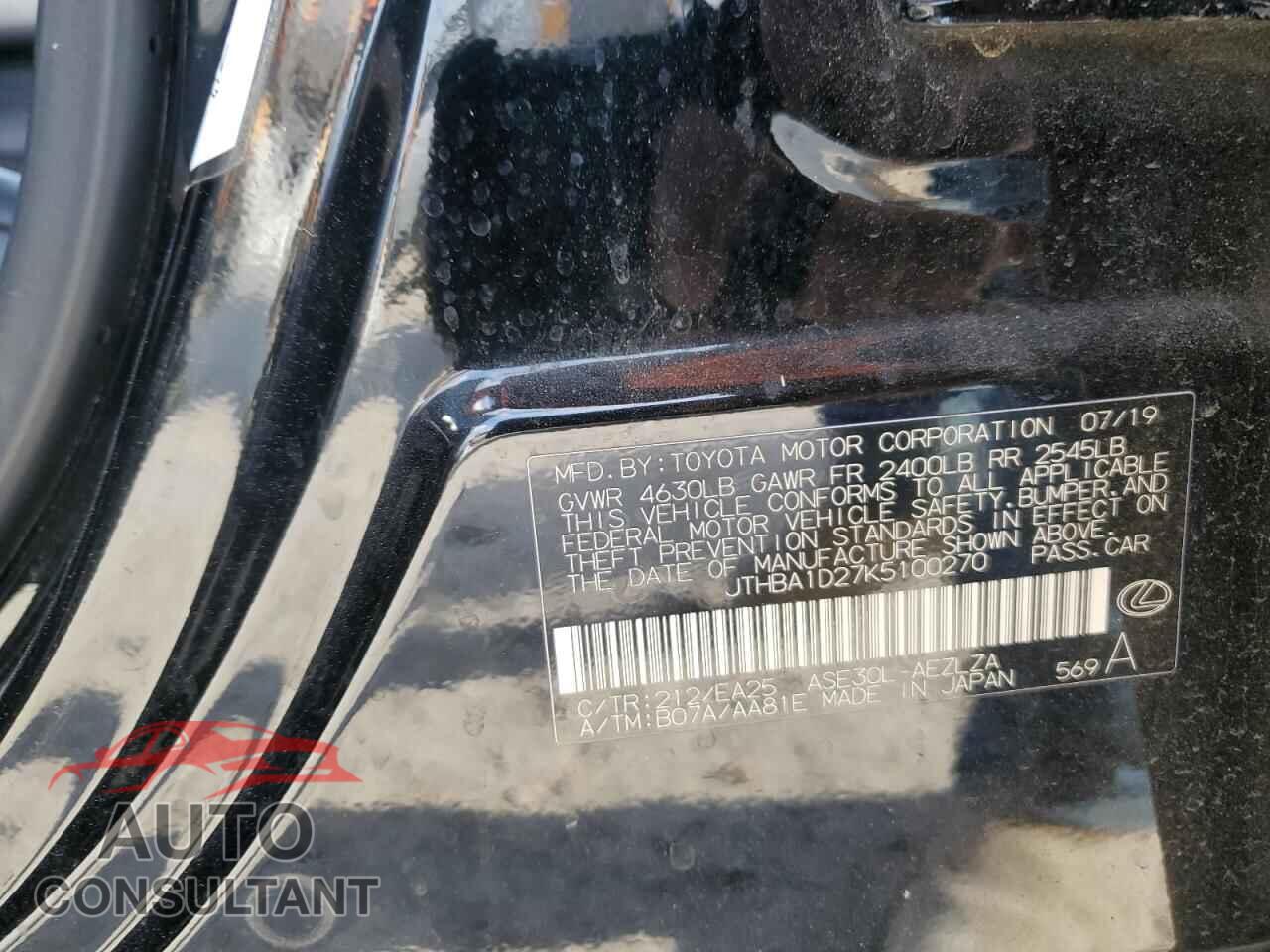 LEXUS IS 2019 - JTHBA1D27K5100270