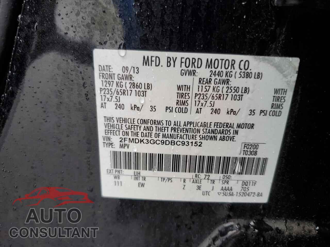 FORD EDGE 2013 - 2FMDK3GC9DBC93152