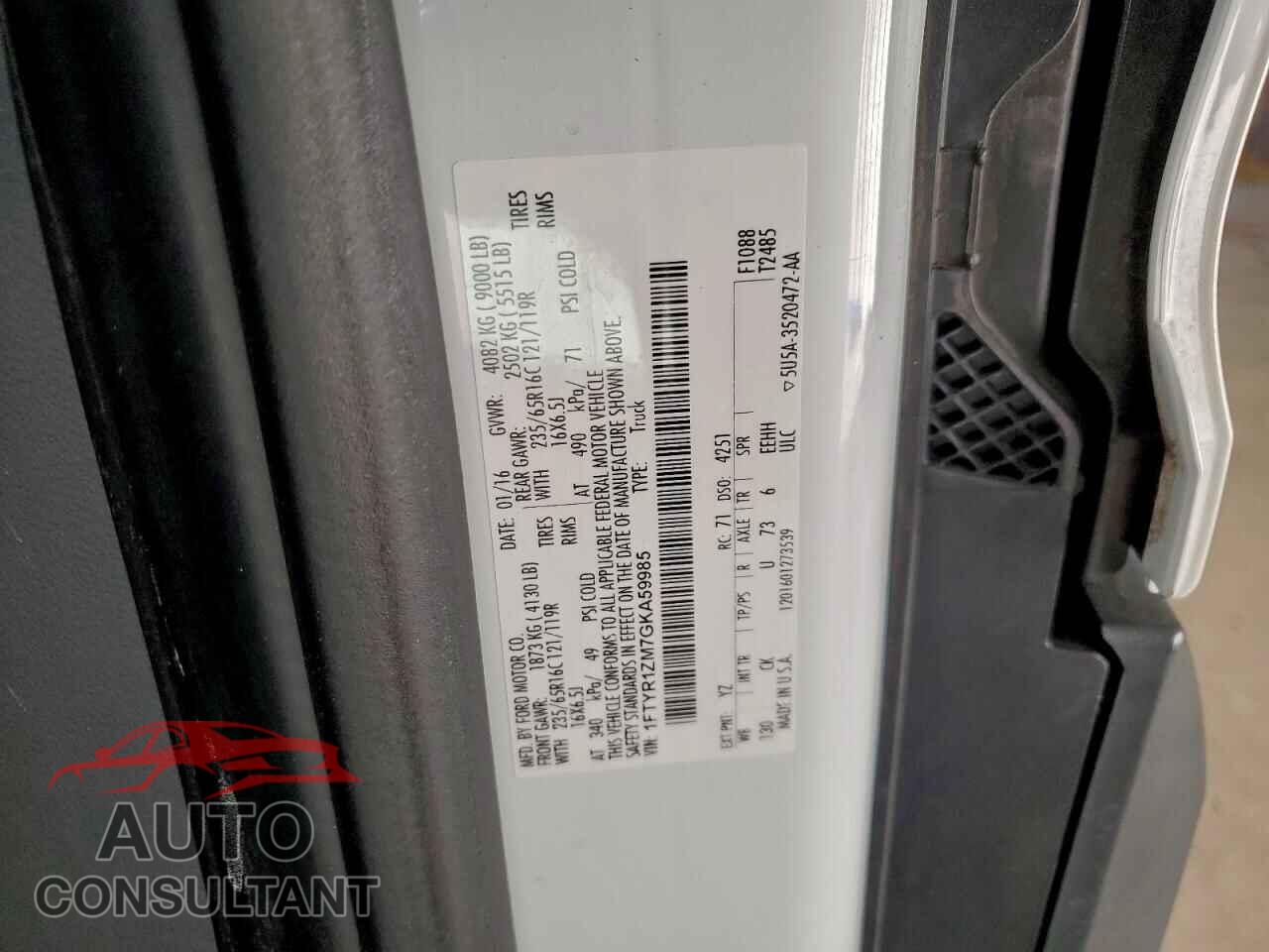 FORD TRANSIT 2016 - 1FTYR1ZM7GKA59985
