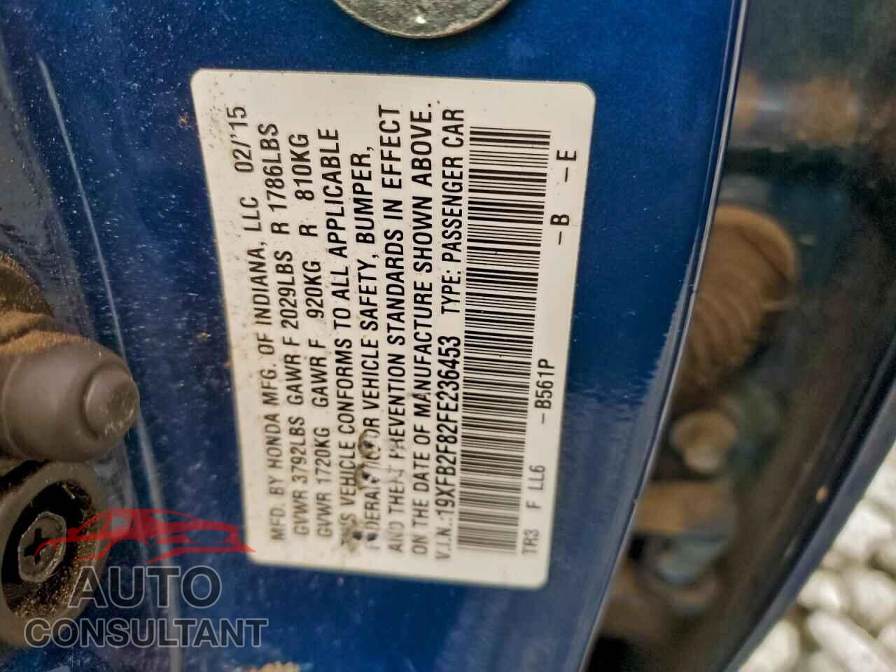 HONDA CIVIC 2015 - 19XFB2F82FE236453