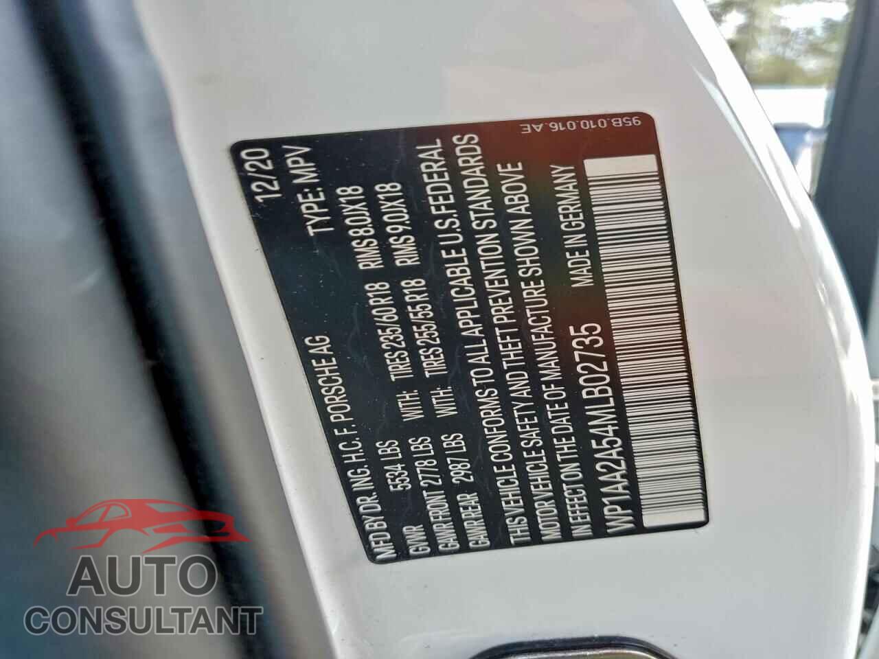 PORSCHE MACAN 2021 - WP1AA2A54MLB02735