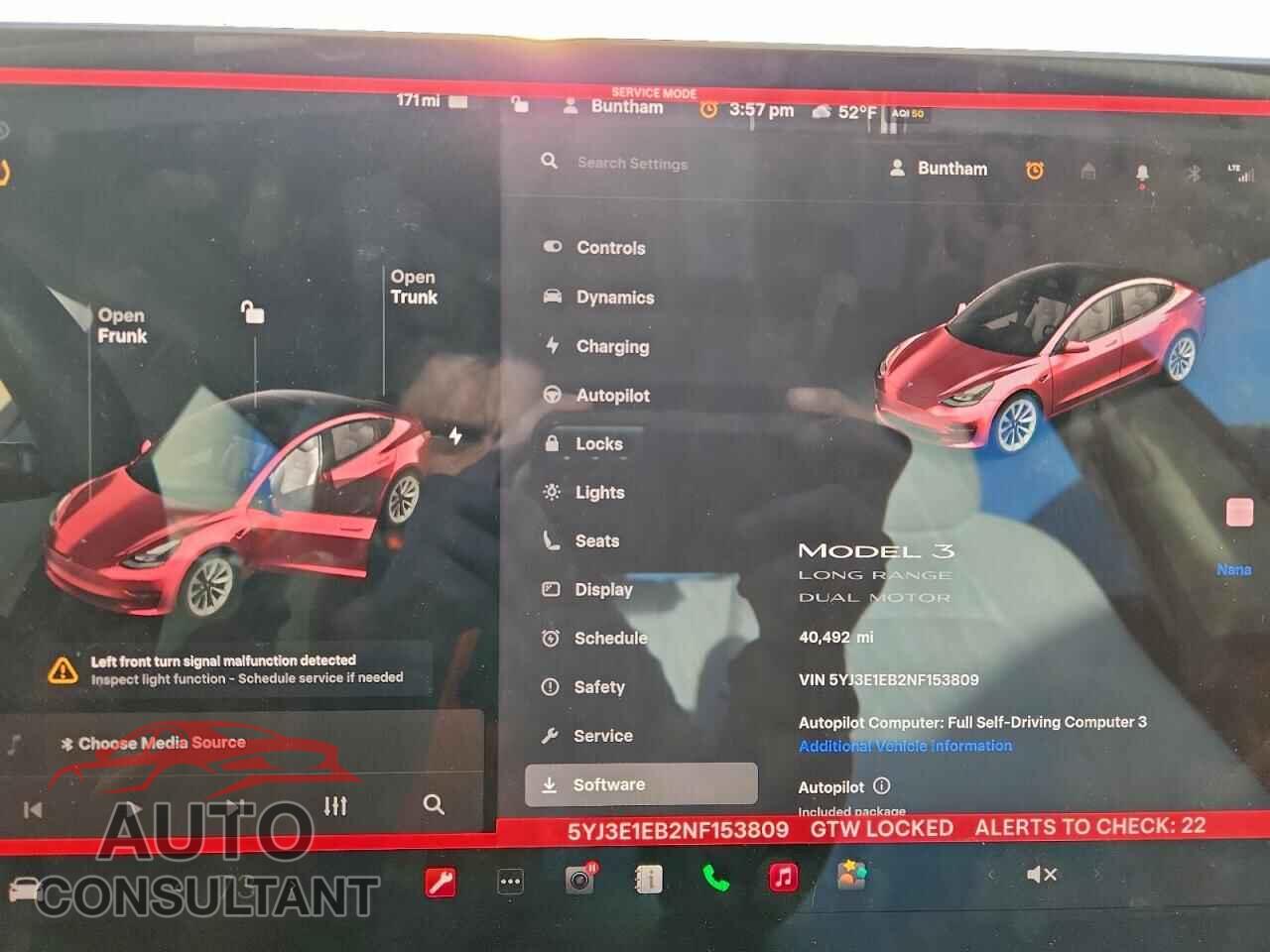 TESLA MODEL 3 2022 - 5YJ3E1EB2NF153809