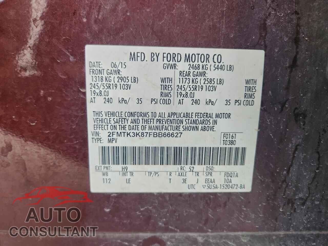 FORD EDGE 2015 - 2FMTK3K87FBB66627