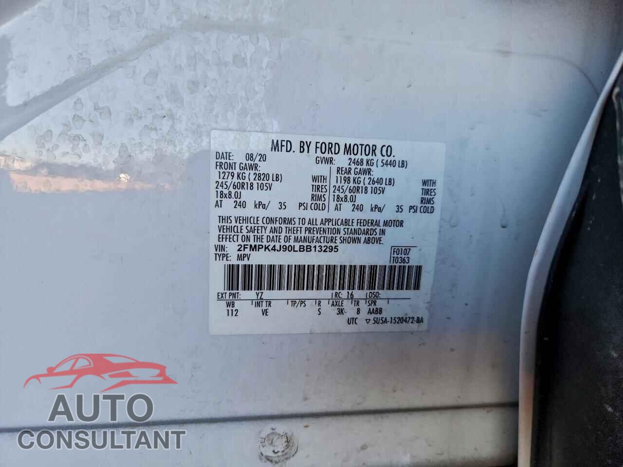 FORD EDGE 2020 - 2FMPK4J90LBB13295