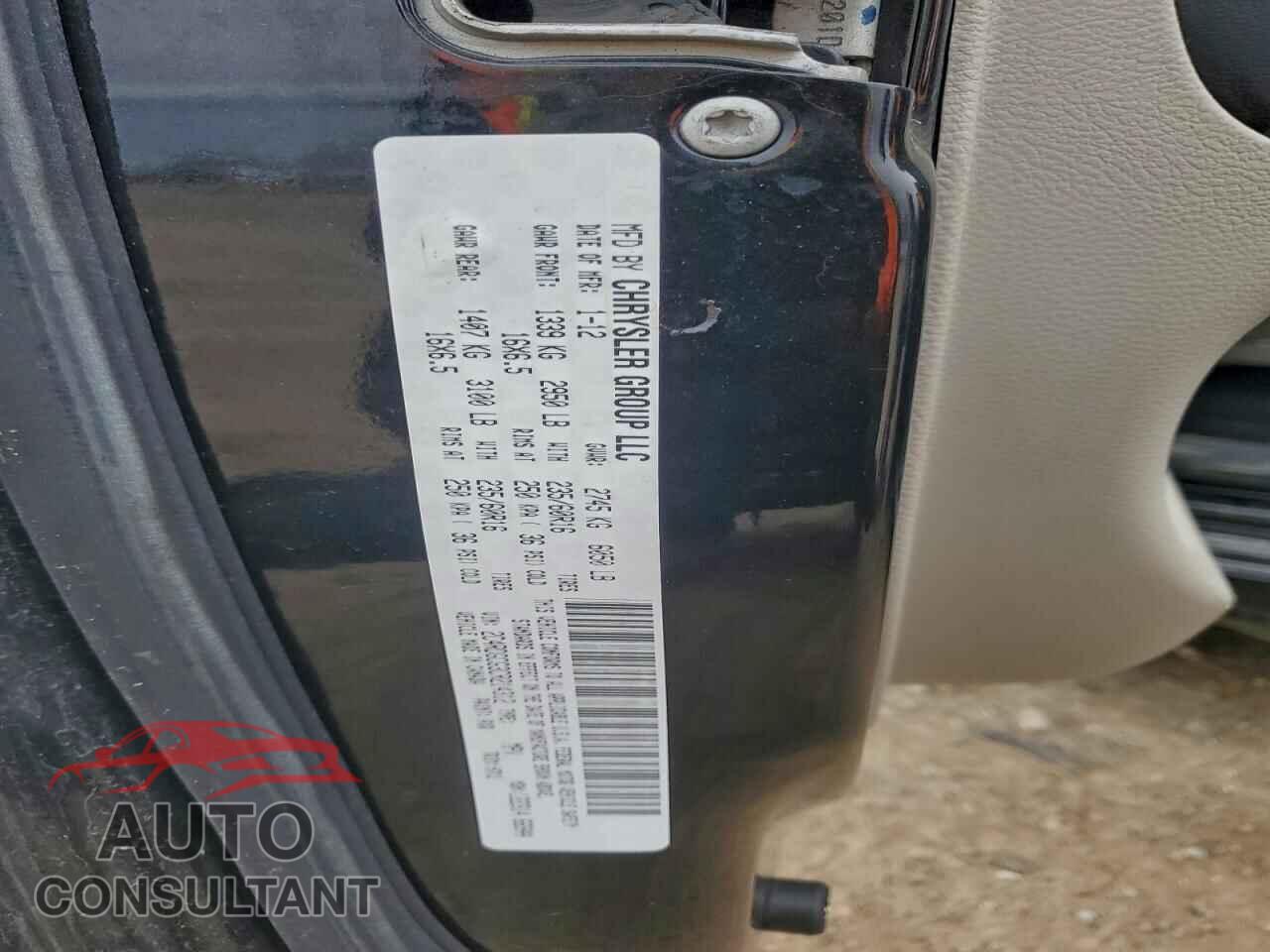DODGE CARAVAN 2012 - 2C4RDGCG3CR214312