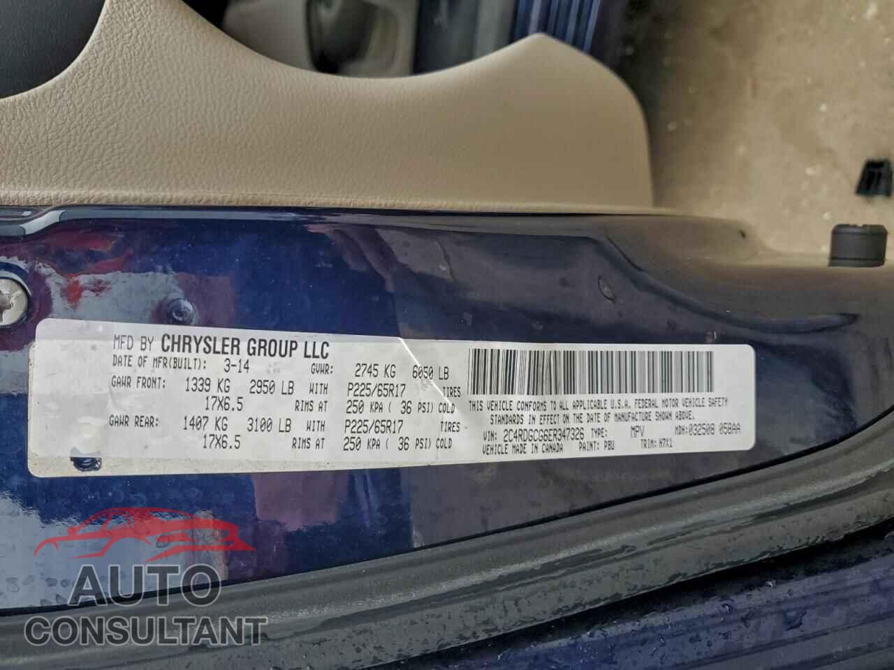 DODGE CARAVAN 2014 - 2C4RDGCG6ER347326