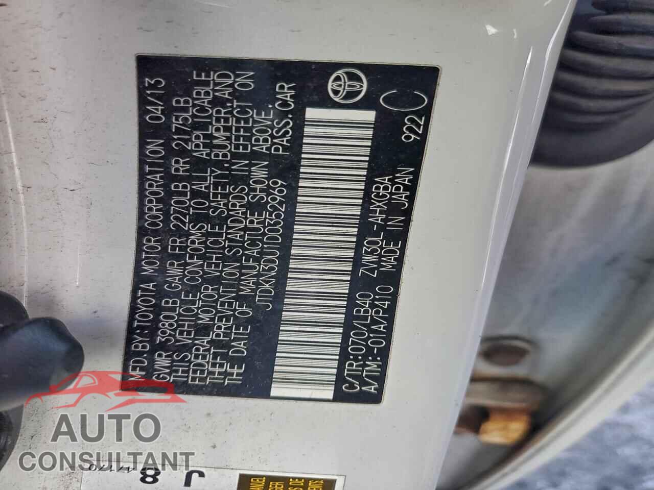 TOYOTA PRIUS 2013 - JTDKN3DU1D0352969