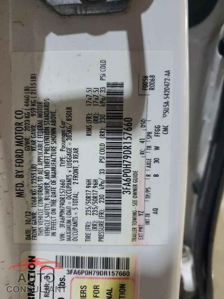 FORD FUSION 2013 - 3FA6P0H79DR157660