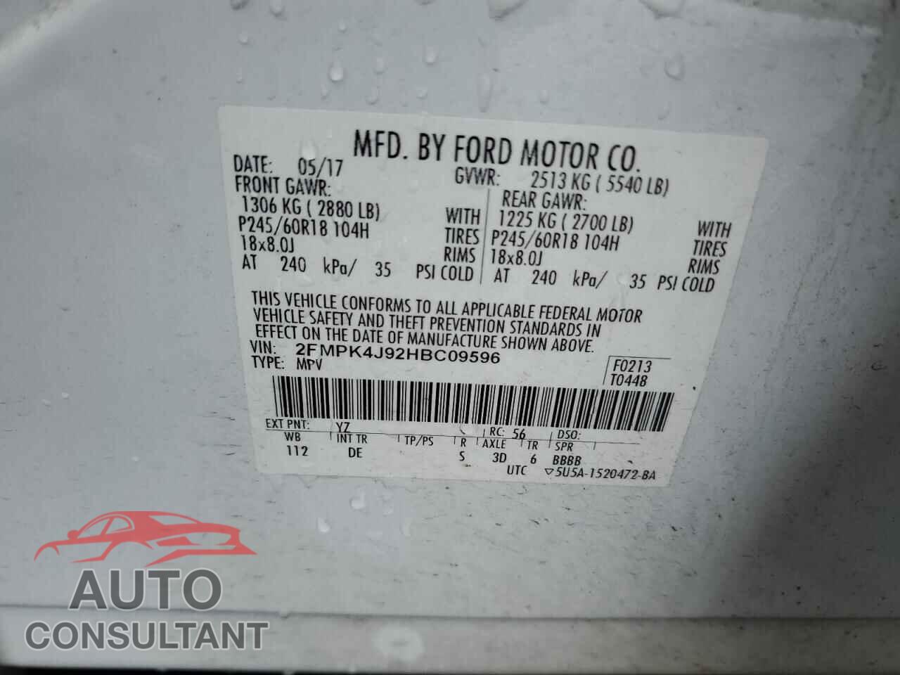 FORD EDGE 2017 - 2FMPK4J92HBC09596