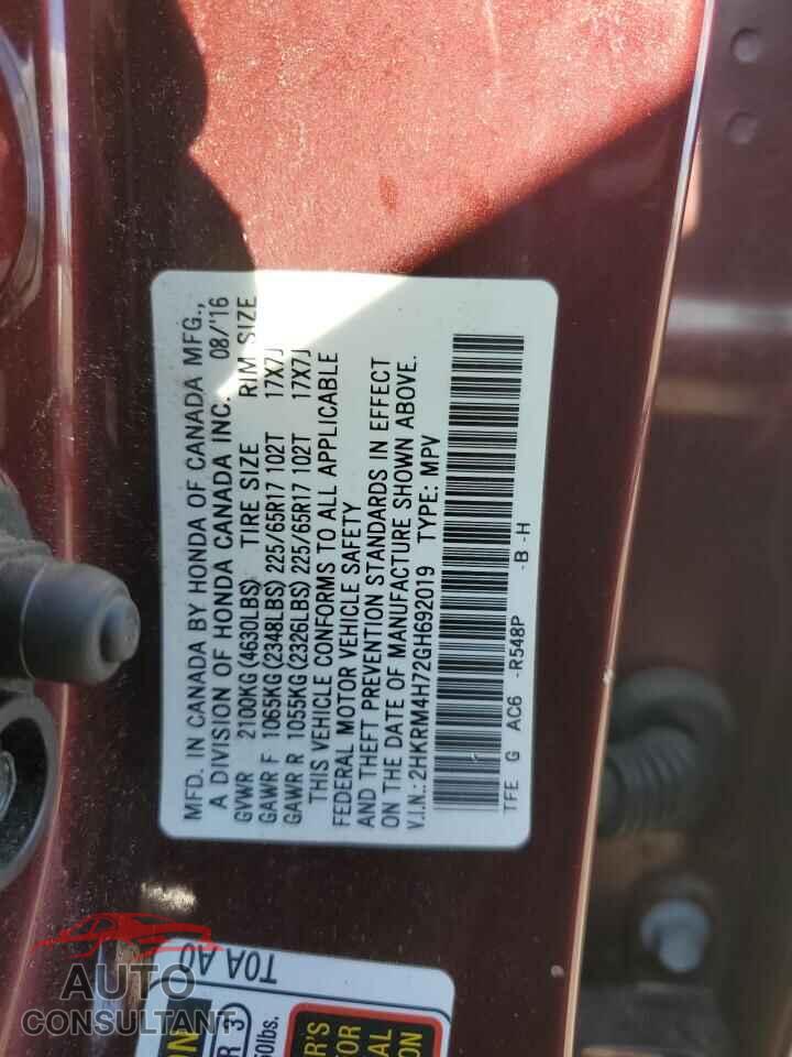 HONDA CRV 2016 - 2HKRM4H72GH692019