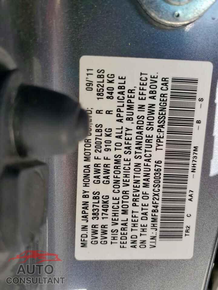 HONDA CIVIC 2012 - JHMFB4F2XCS003676
