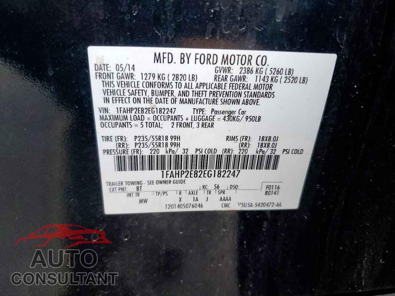 FORD TAURUS 2014 - 1FAHP2E82EG182247