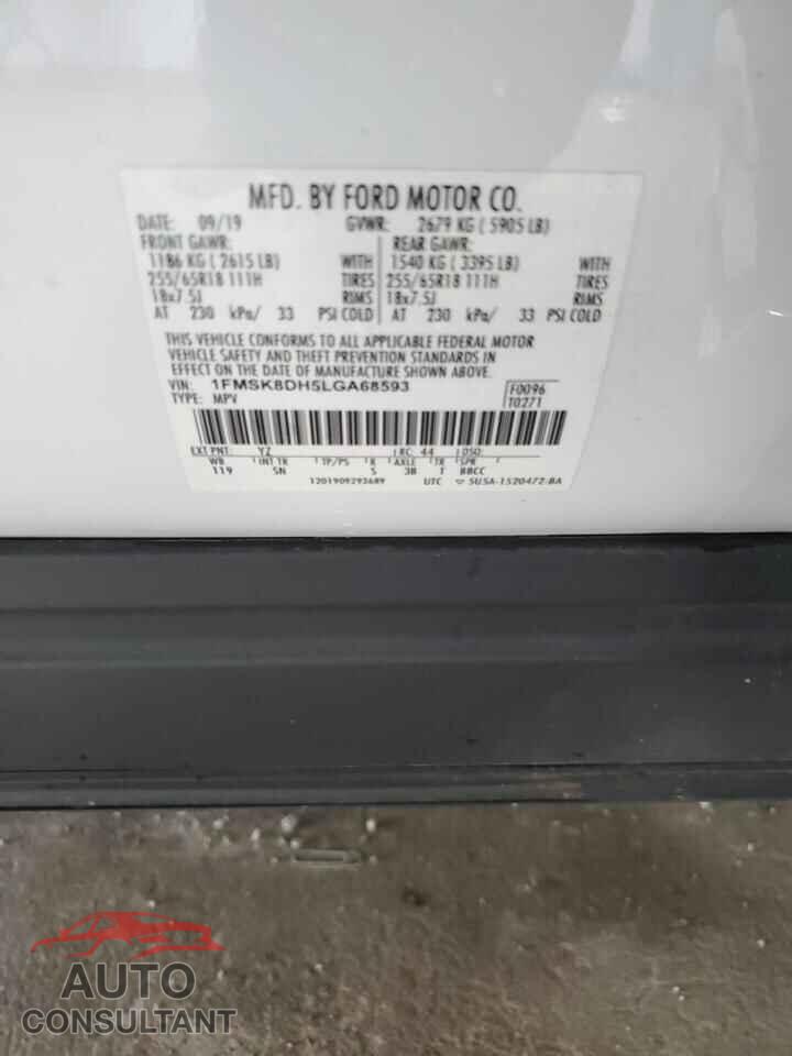 FORD EXPLORER 2020 - 1FMSK8DH5LGA68593