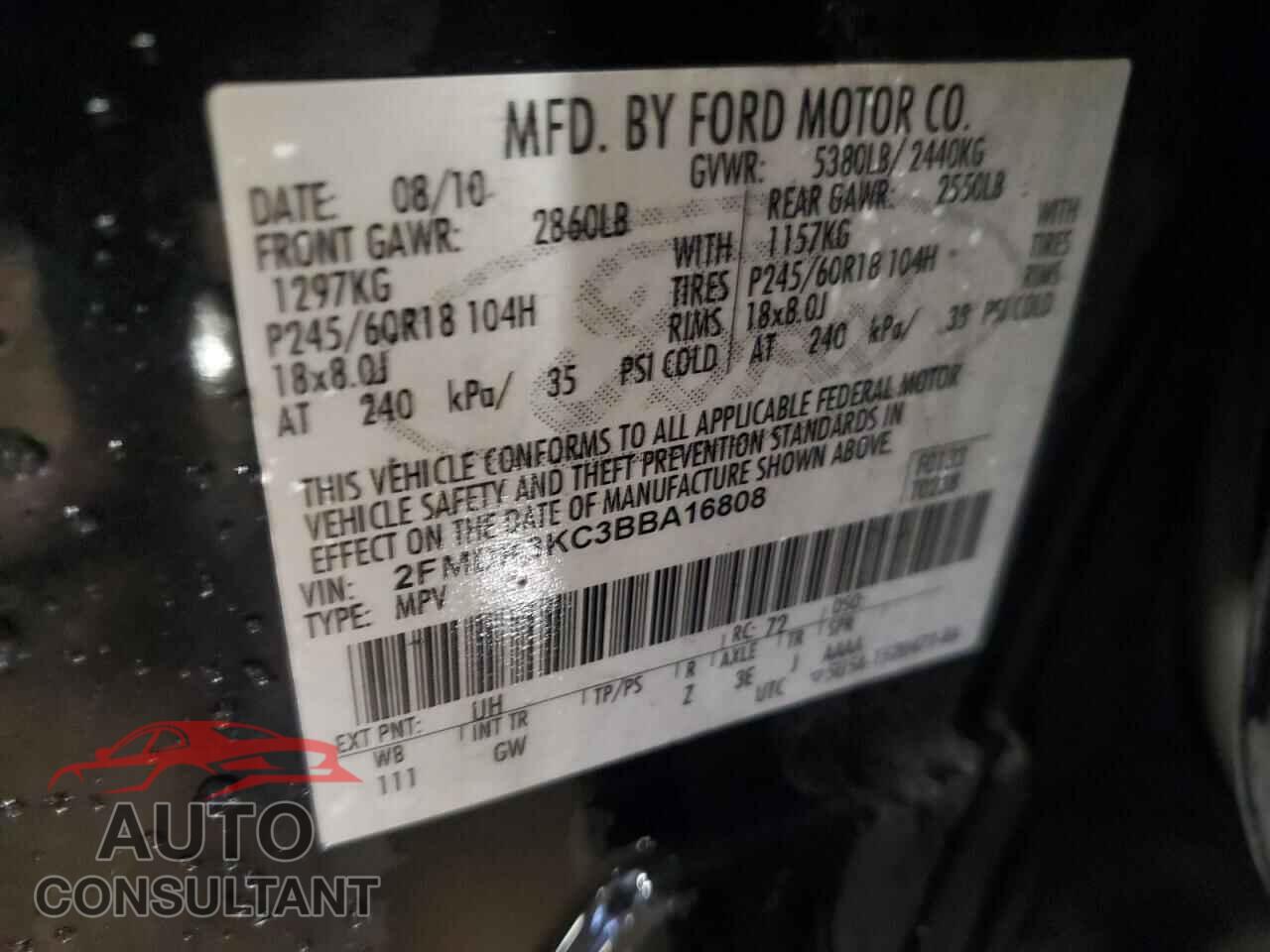 FORD EDGE 2011 - 2FMDK3KC3BBA16808