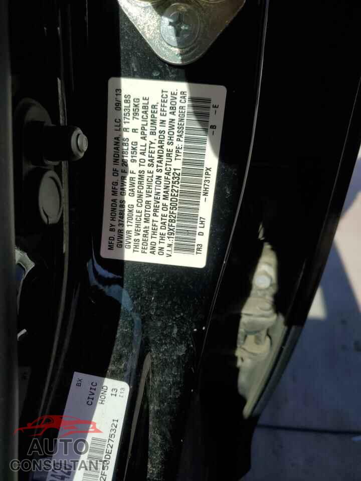 HONDA CIVIC 2013 - 19XFB2F50DE275321
