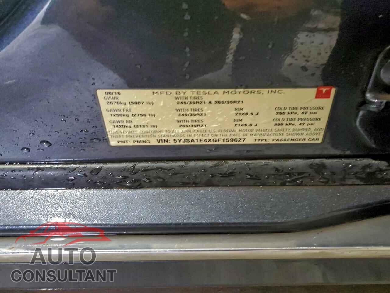 TESLA MODEL S 2016 - 5YJSA1E4XGF159627