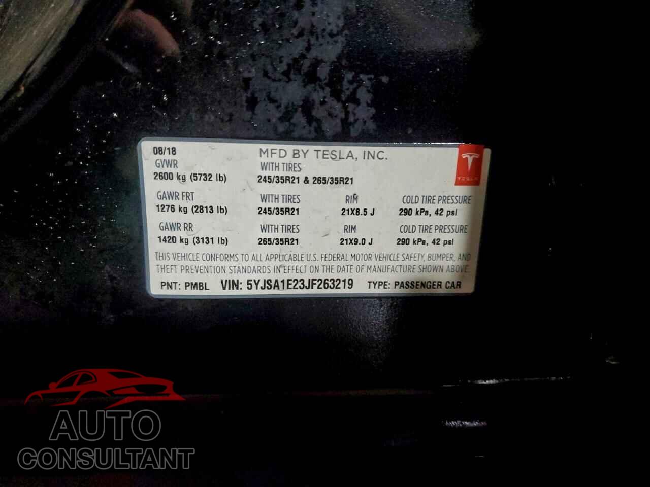 TESLA MODEL S 2018 - 5YJSA1E23JF263219