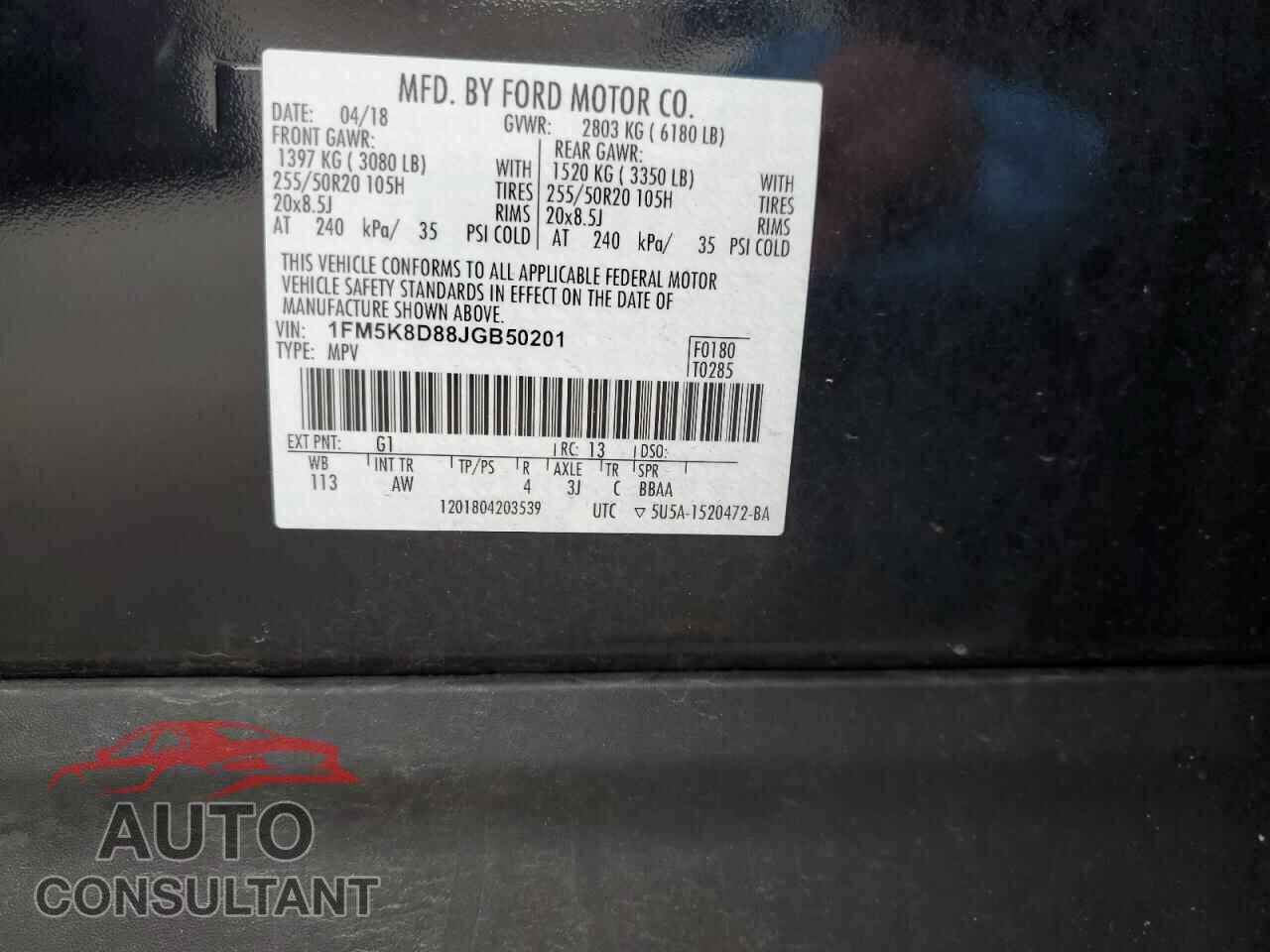 FORD EXPLORER 2018 - 1FM5K8D88JGB50201