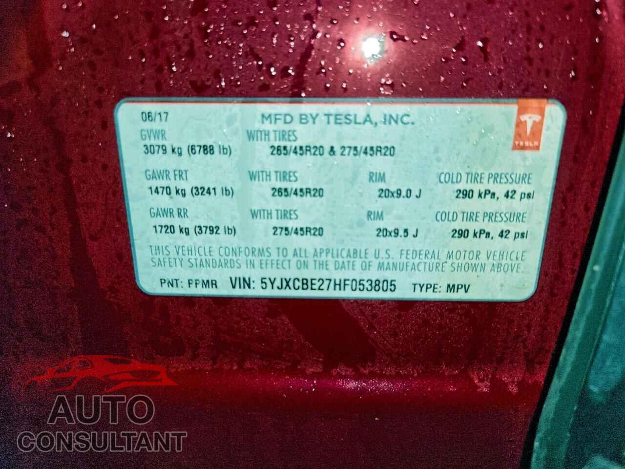 TESLA MODEL X 2017 - 5YJXCBE27HF053805