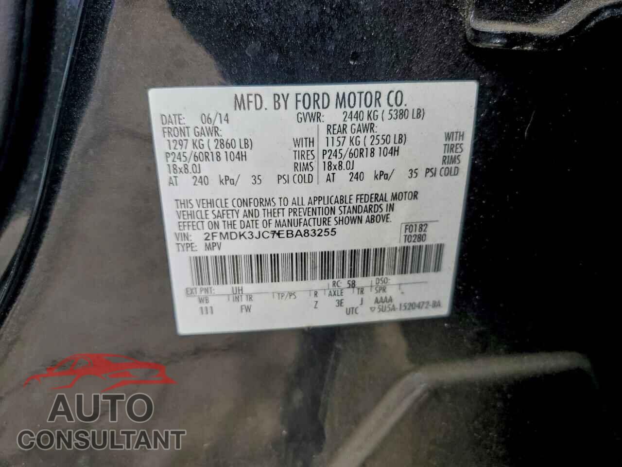 FORD EDGE 2014 - 2FMDK3JC7EBA83255