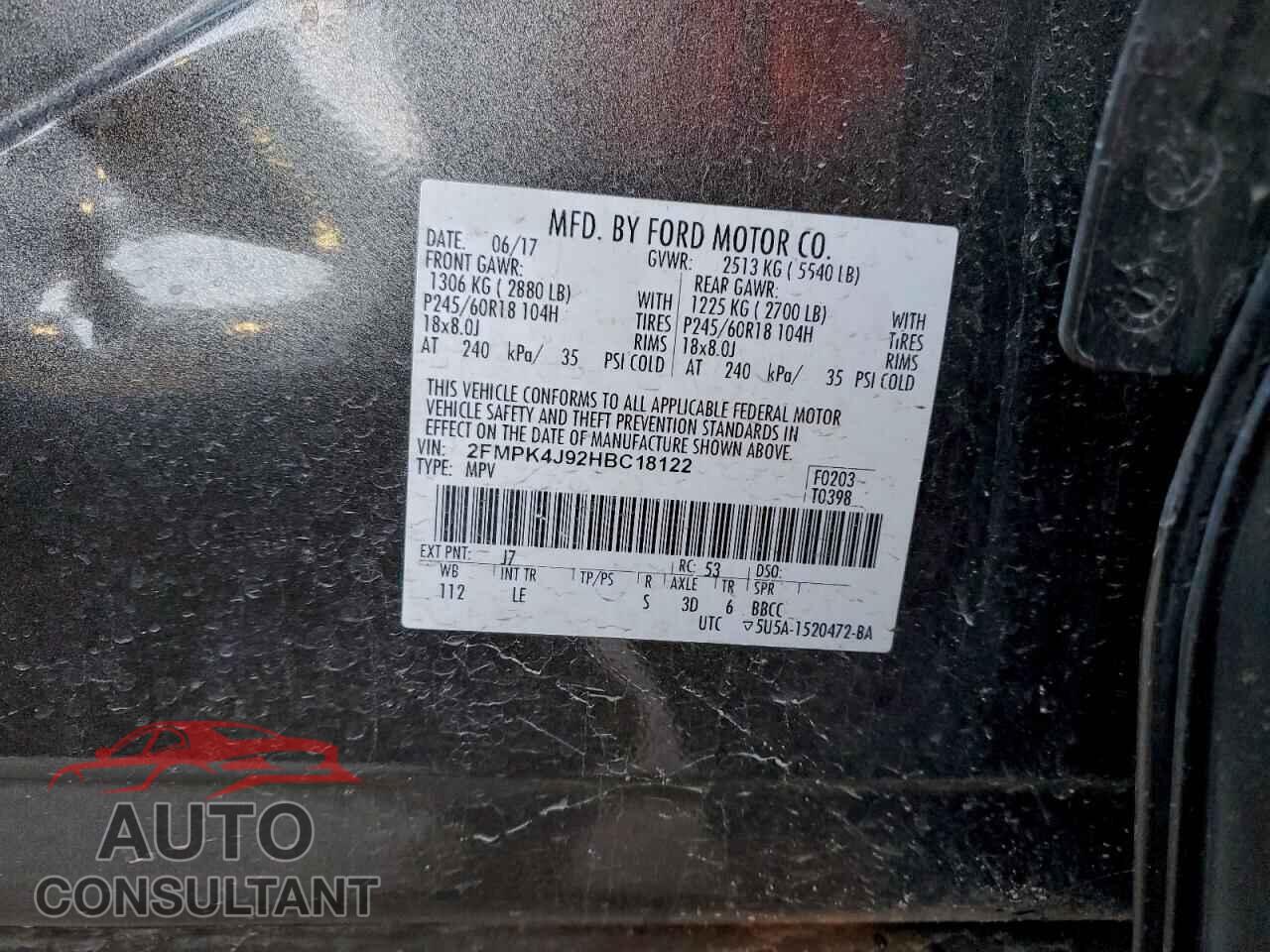 FORD EDGE 2017 - 2FMPK4J92HBC18122