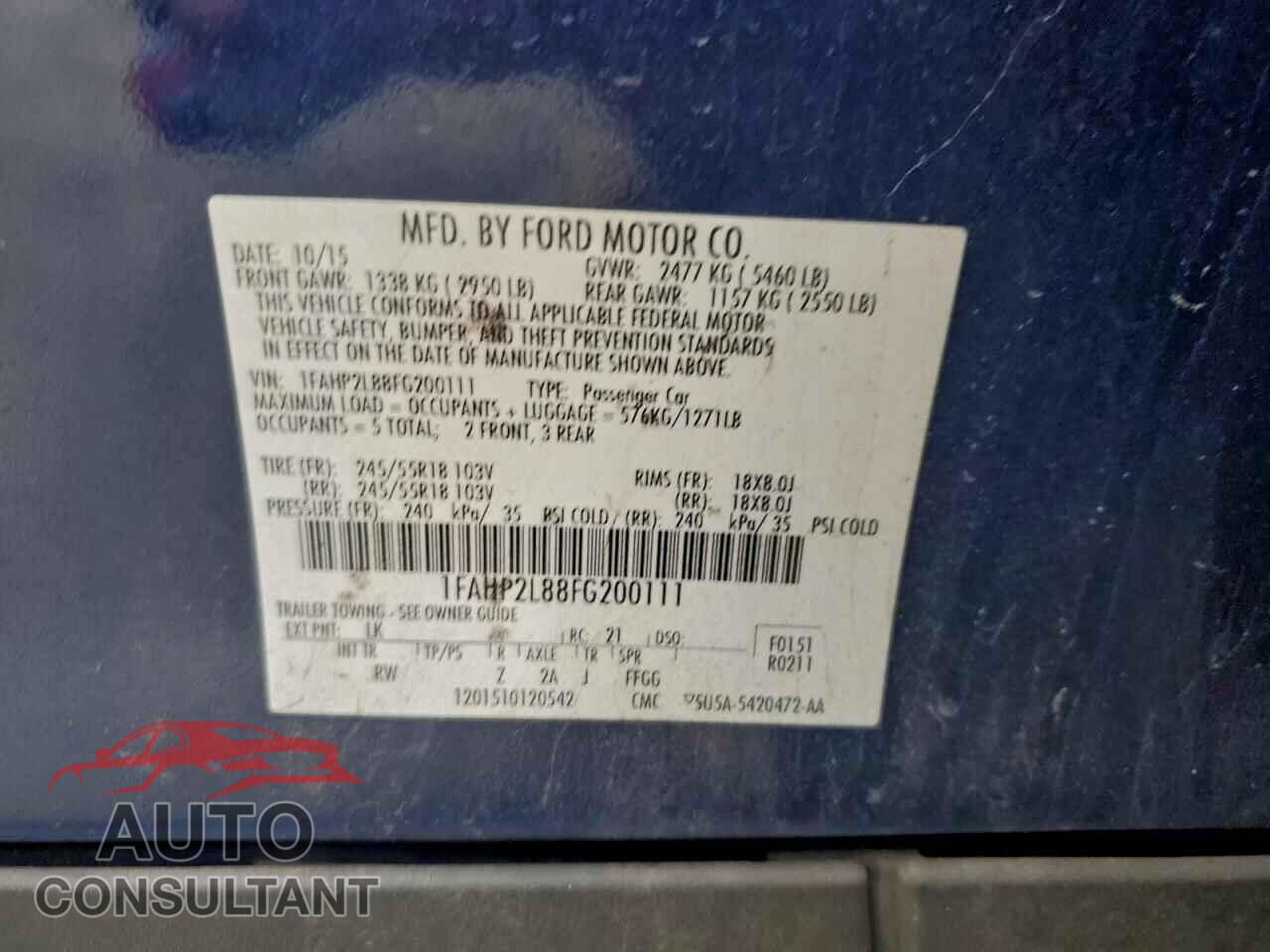 FORD TAURUS 2015 - 1FAHP2L88FG200111