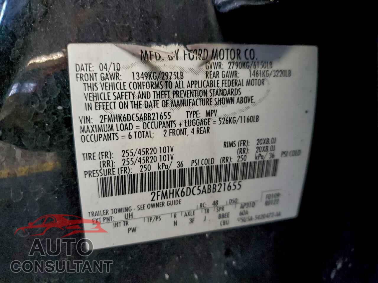 FORD FLEX 2010 - 2FMHK6DC5ABB21655