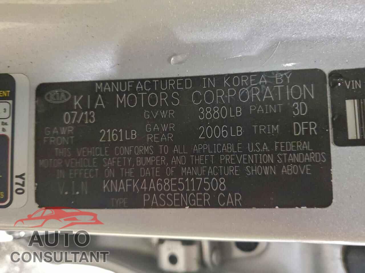 KIA FORTE 2014 - KNAFK4A68E5117508