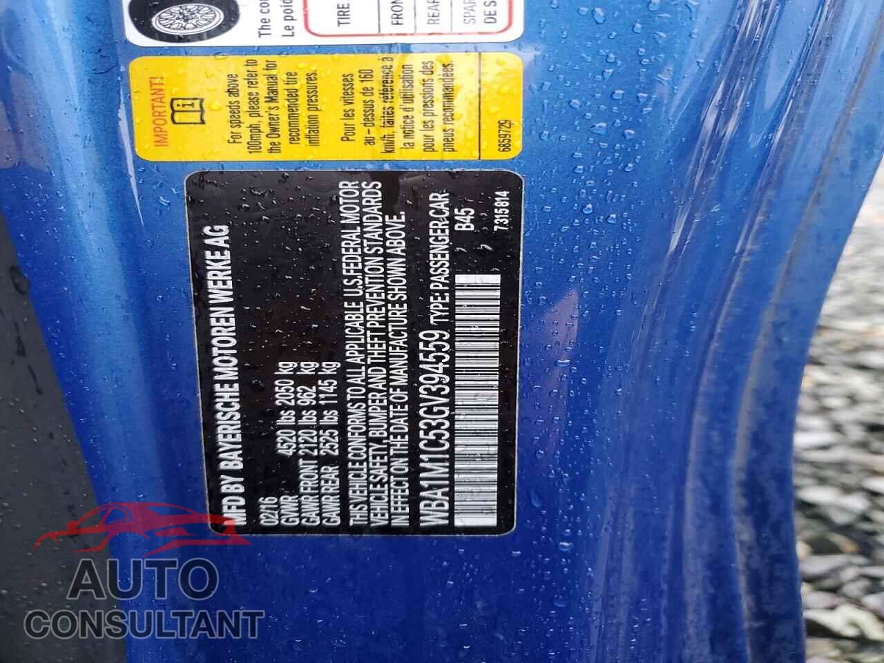 BMW M2 2016 - WBA1M1C53GV394559