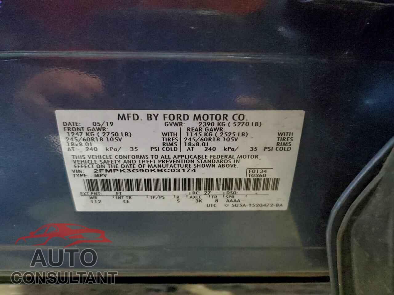 FORD EDGE 2019 - 2FMPK3G90KBC03174