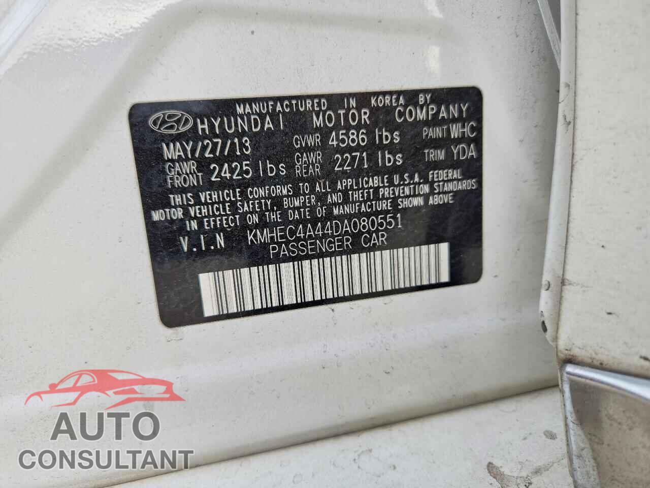 HYUNDAI SONATA 2013 - KMHEC4A44DA080551