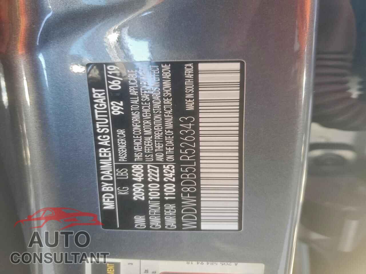 MERCEDES-BENZ C-CLASS 2020 - WDDWF8DB5LR526343