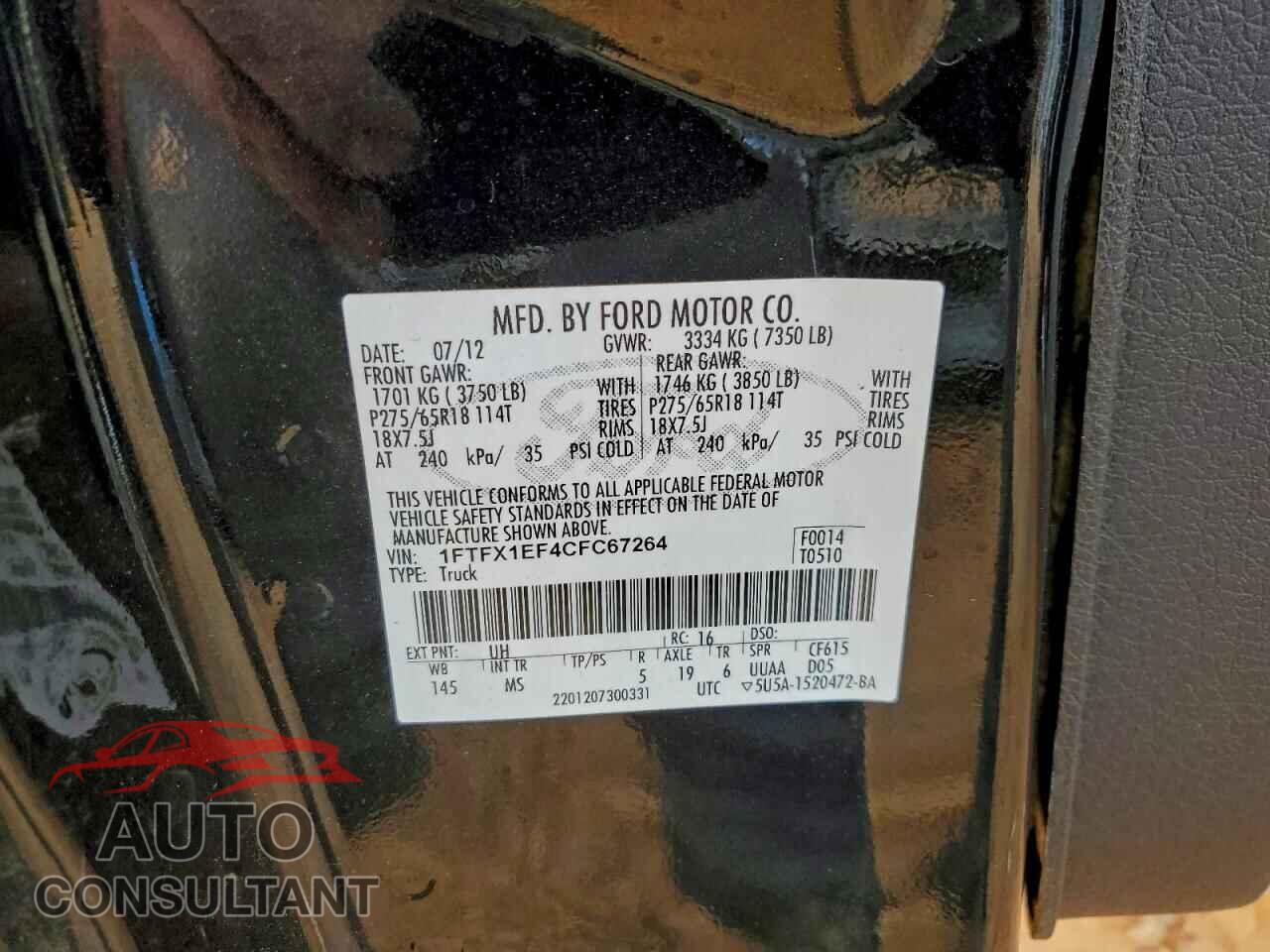 FORD F-150 2012 - 1FTFX1EF4CFC67264