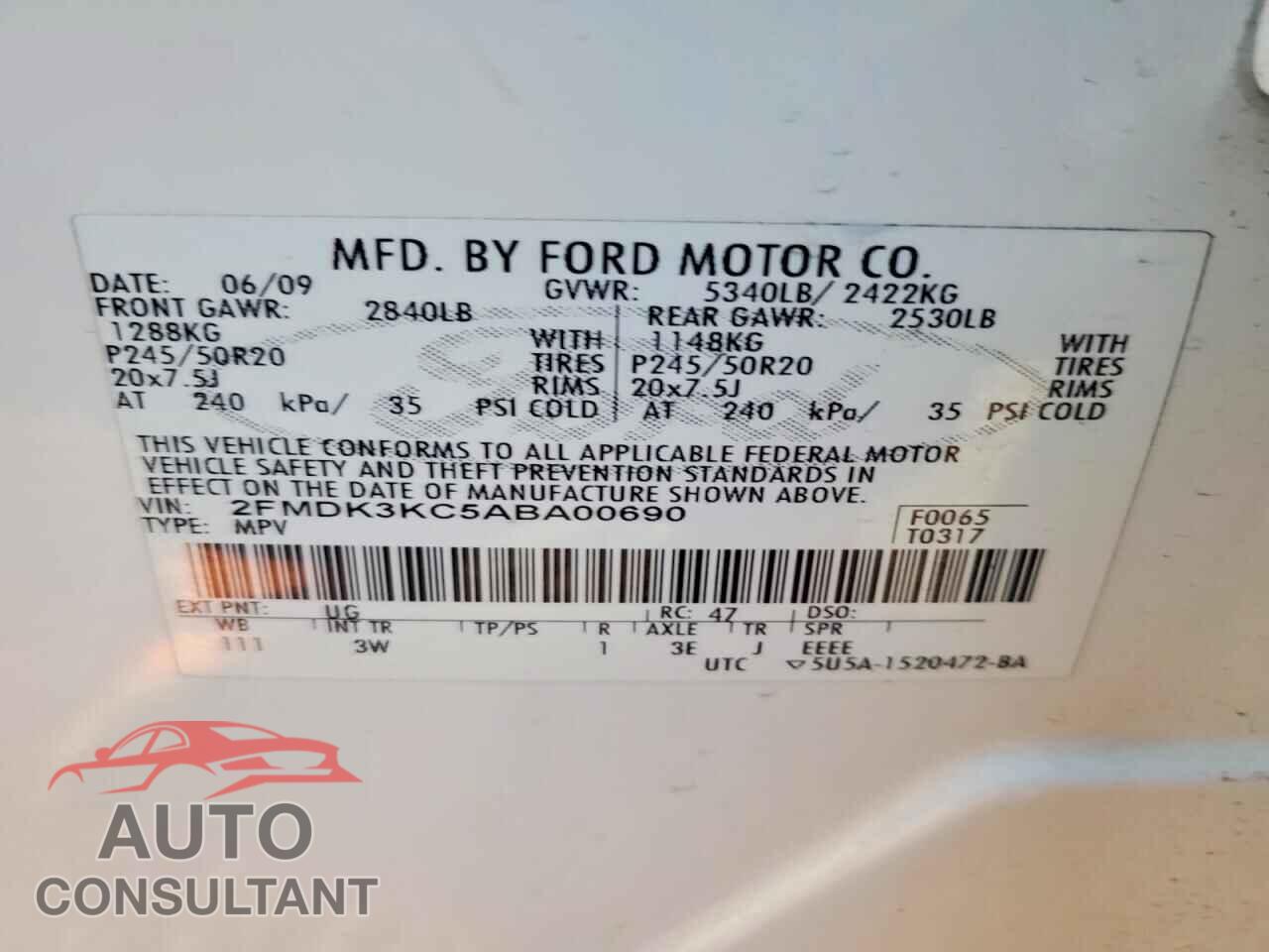 FORD EDGE 2010 - 2FMDK3KC5ABA00690