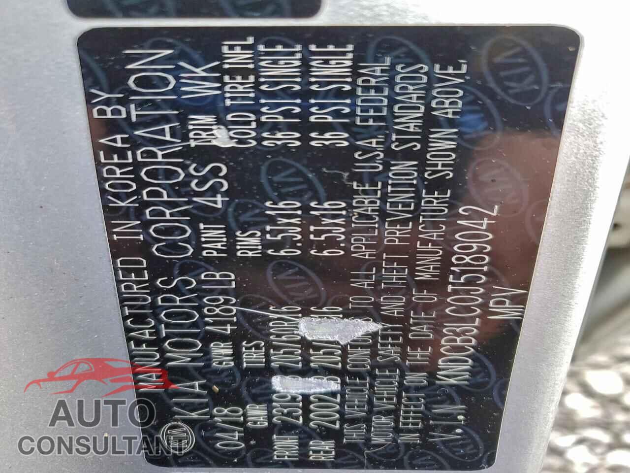 KIA NIRO 2018 - KNDCB3LC0J5189042