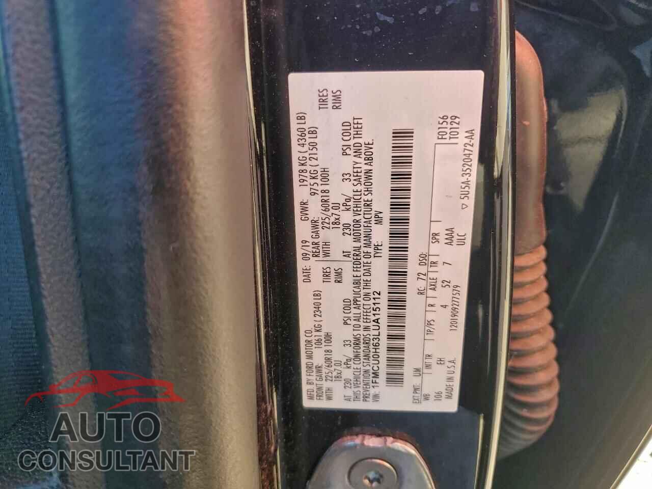 FORD ESCAPE 2020 - 1FMCU0H63LUA15112