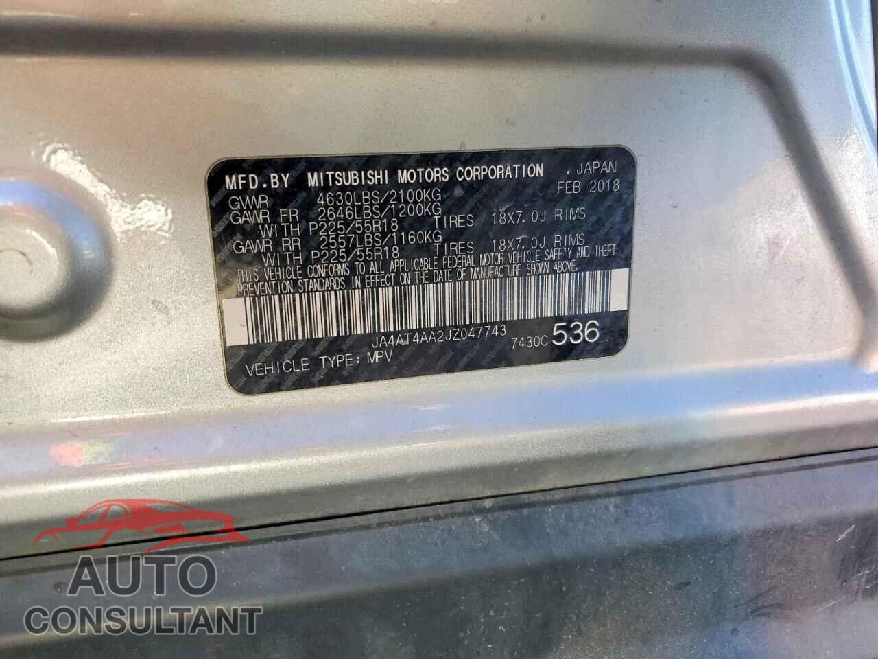 MITSUBISHI ECLIPSE 2018 - JA4AT4AA2JZ047743