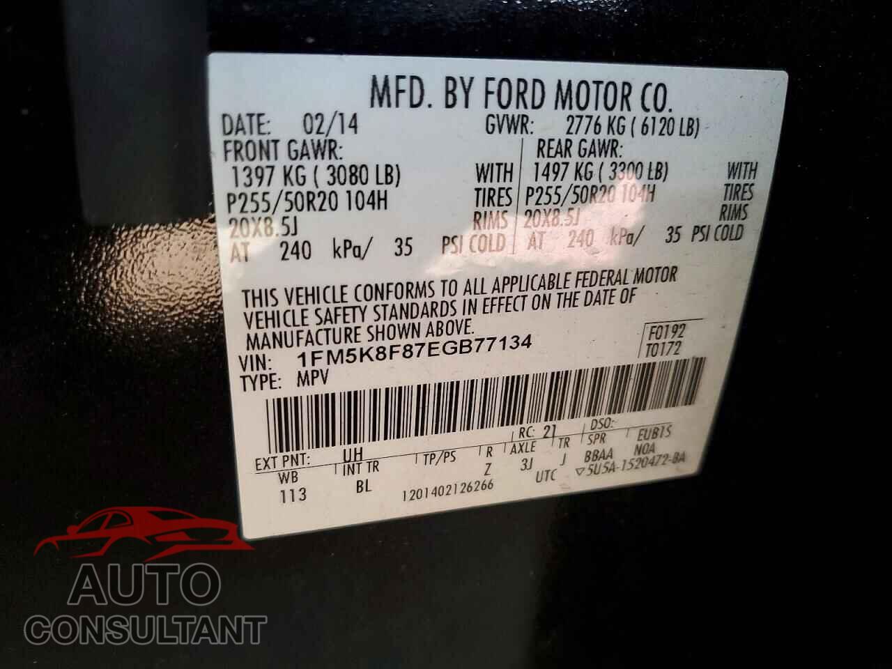 FORD EXPLORER 2014 - 1FM5K8F87EGB77134