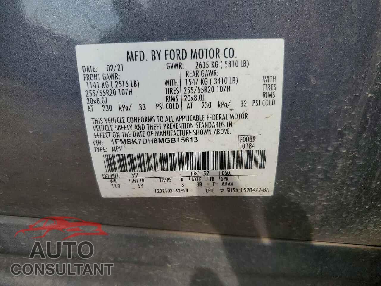 FORD EXPLORER 2021 - 1FMSK7DH8MGB15613