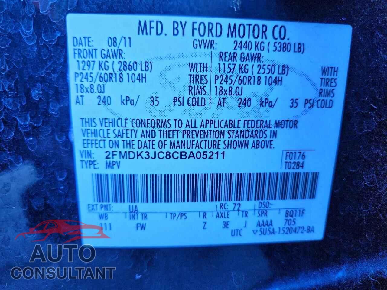 FORD EDGE 2012 - 2FMDK3JC8CBA05211