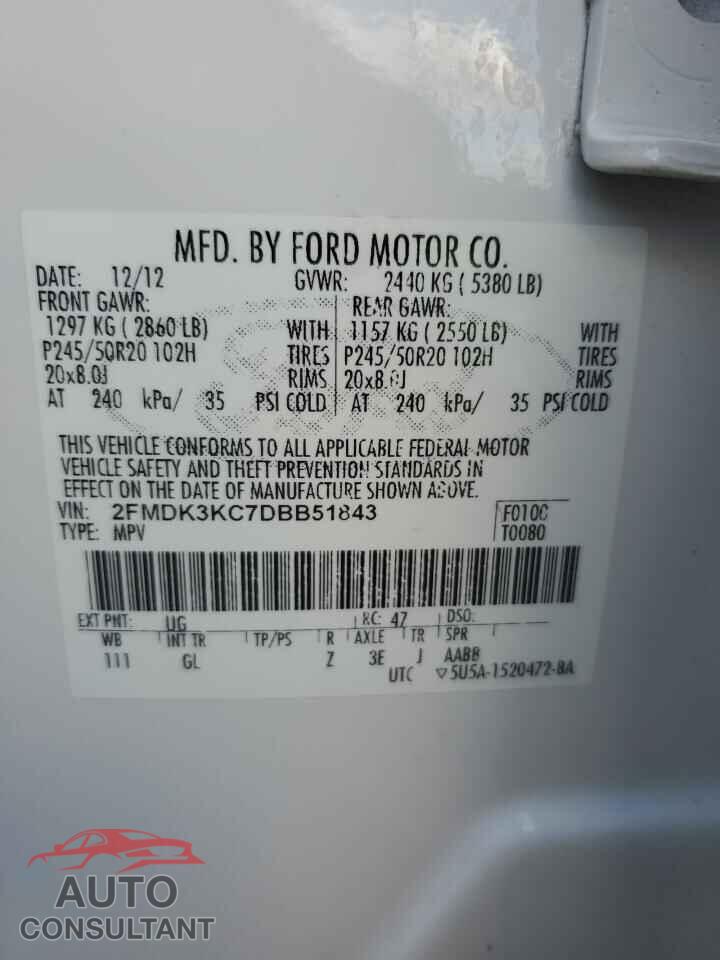 FORD EDGE 2013 - 2FMDK3KC7DBB51843