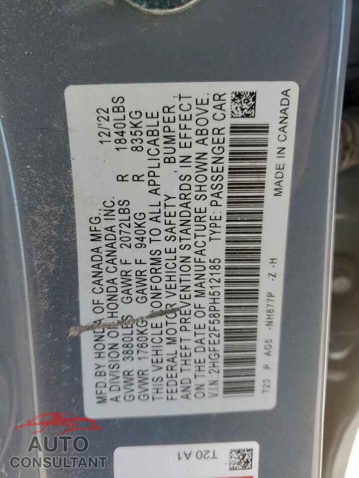 HONDA CIVIC 2023 - 2HGFE2F58PH512185
