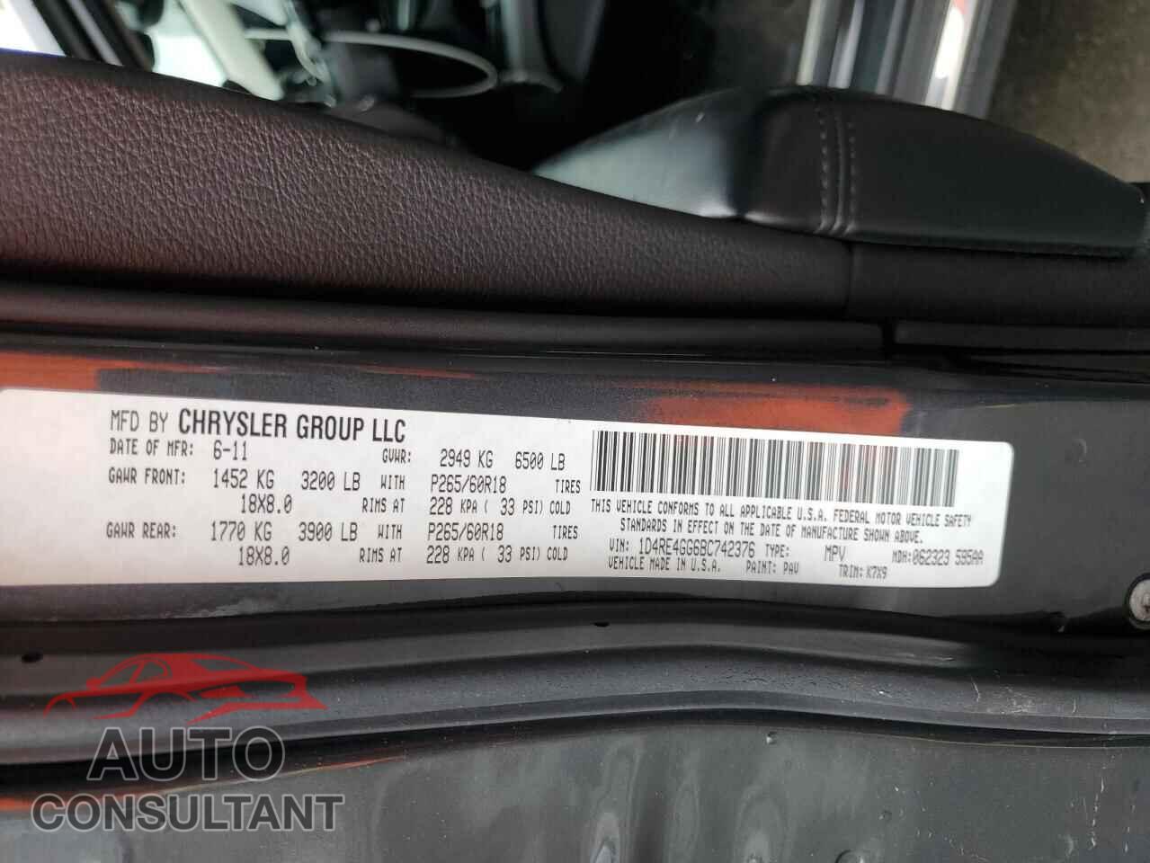 DODGE DURANGO 2011 - 1D4RE4GG6BC742376