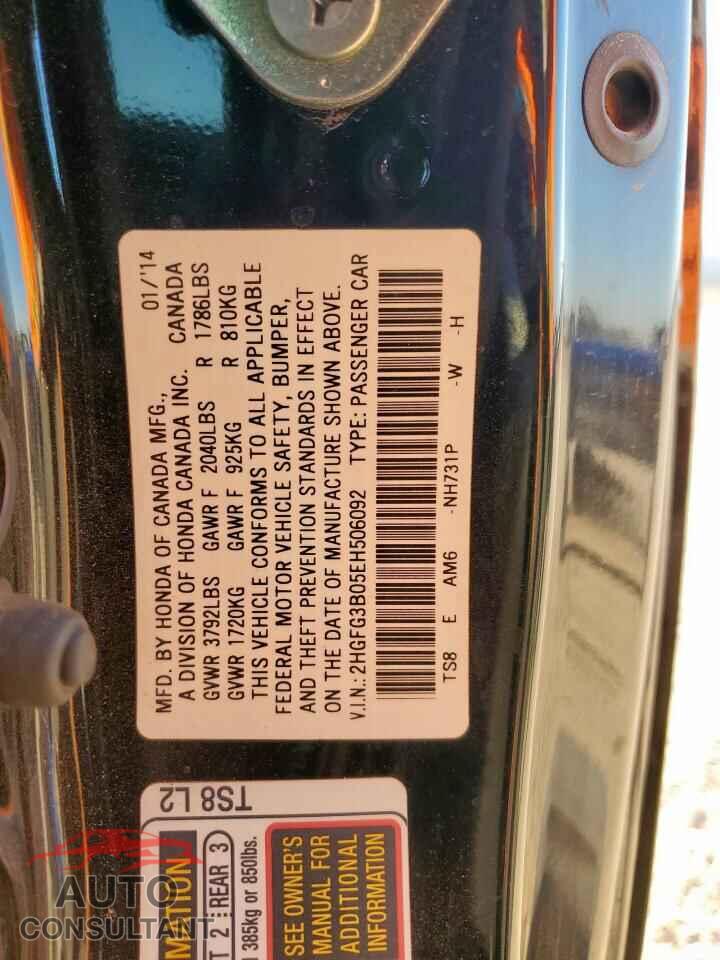 HONDA CIVIC 2014 - 2HGFG3B05EH506092