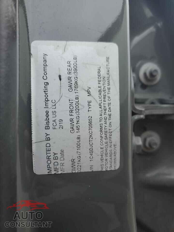 DODGE DURANGO 2019 - 1C4SDJCT2KC705652