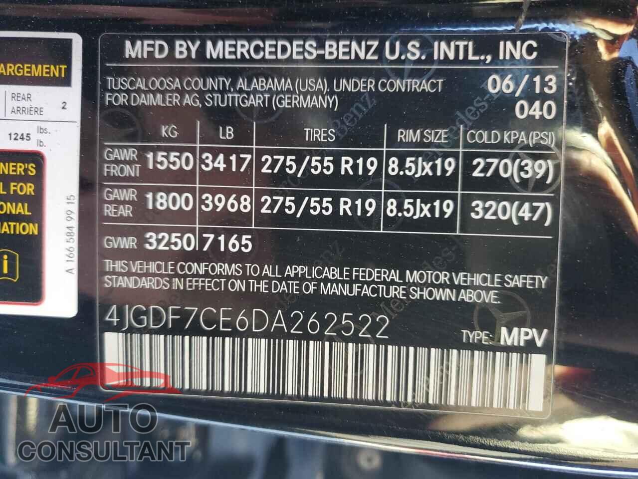 MERCEDES-BENZ GL-CLASS 2013 - 4JGDF7CE6DA262522
