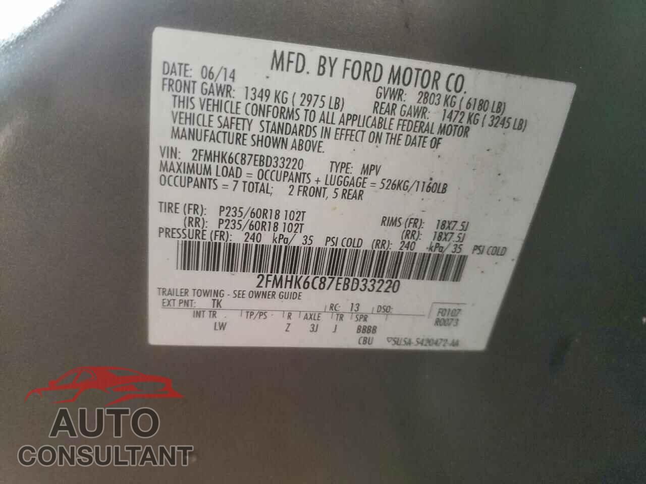 FORD FLEX 2014 - 2FMHK6C87EBD33220