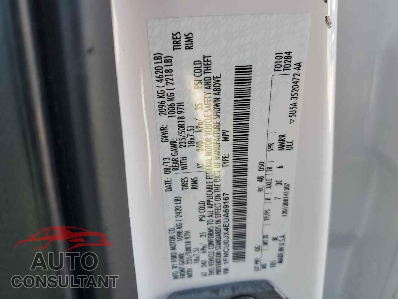 FORD ESCAPE 2014 - 1FMCU0JX4EUA69167
