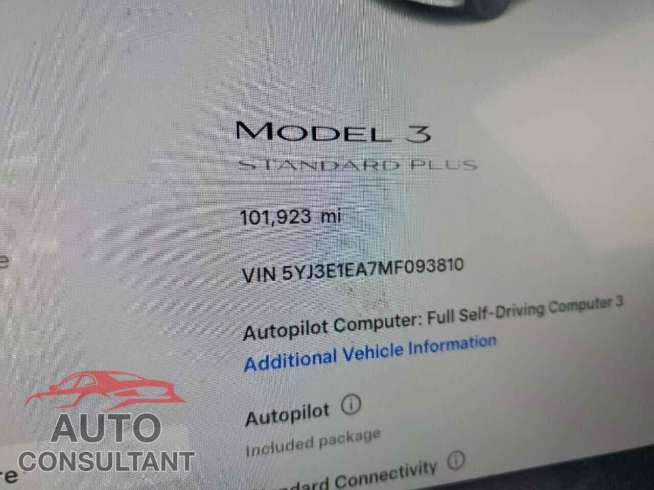 TESLA MODEL 3 2021 - 5YJ3E1EA7MF093810